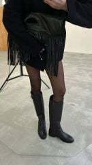 Mi Luz Binici Model Toka Detaylı Siyah Çizme