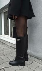 Mi Luz Binici Model Toka Detaylı Siyah Çizme