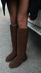 Mi Luz Süet Görünümlü Rahat Tabanlı Kahverengi Çizme