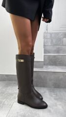 Mi Luz Binici Model Toka Detaylı Kahverengi Çizme