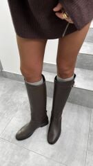 Mi Luz Binici Model Toka Detaylı Kahverengi Çizme