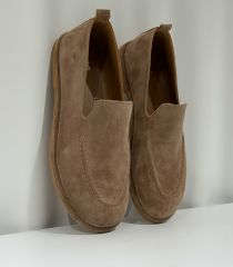 Mi Luz Hakiki Deri Rahat Taban Bej Süet Loafer