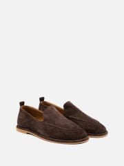 Mi Luz Hakiki Deri Rahat Taban Kahverengi Süet Loafer