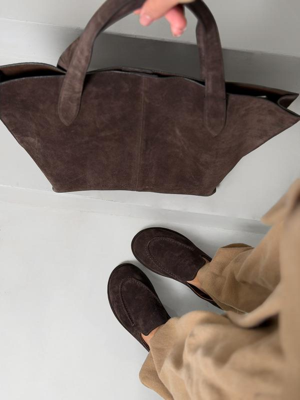 Mi Luz Hakiki Deri Rahat Taban Kahverengi Süet Loafer