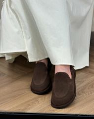 Mi Luz Hakiki Deri Rahat Taban Kahverengi Süet Loafer