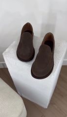 Mi Luz Hakiki Deri Rahat Taban Kahverengi Süet Loafer