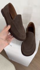 Mi Luz Hakiki Deri Rahat Taban Kahverengi Süet Loafer