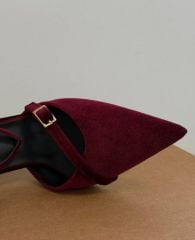 Mi Luz Kadife Görünümlü Stiletto Topuklu Ayakkabı