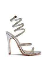 Mi Luz Bilekten Dolamalı Taşlı Topuklu Sandalet