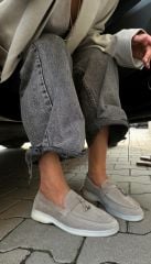 Mi Luz Lora Pia Hakiki Deri Loafer Ayakkabı Taş Renk