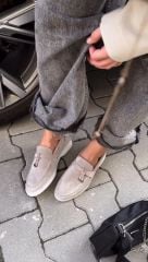 Mi Luz Lora Pia Hakiki Deri Loafer Ayakkabı Taş Renk