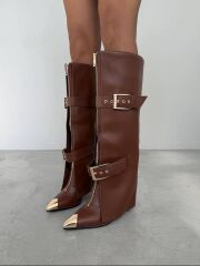 Mi Luz Aksesuar Detaylı Tozluklu Çizme Taba