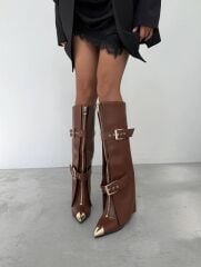 Mi Luz Aksesuar Detaylı Tozluklu Çizme Taba