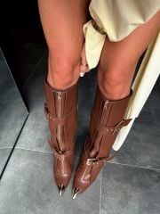 Mi Luz Aksesuar Detaylı Tozluklu Çizme Taba