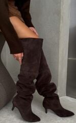 Mi Luz Dizüstü Rahat Kesim Kahverengi Süet Çizme