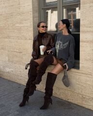 Mi Luz Dizüstü Rahat Kesim Kahverengi Süet Çizme