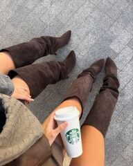 Mi Luz Dizüstü Rahat Kesim Kahverengi Süet Çizme