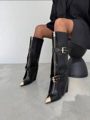 Mi Luz Aksesuar Detaylı Tozluklu Çizme Taba