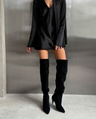 Mi Luz Dizüstü Rahat Kesim Siyah Süet Çizme