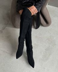 Mi Luz Dizüstü Rahat Kesim Siyah Süet Çizme