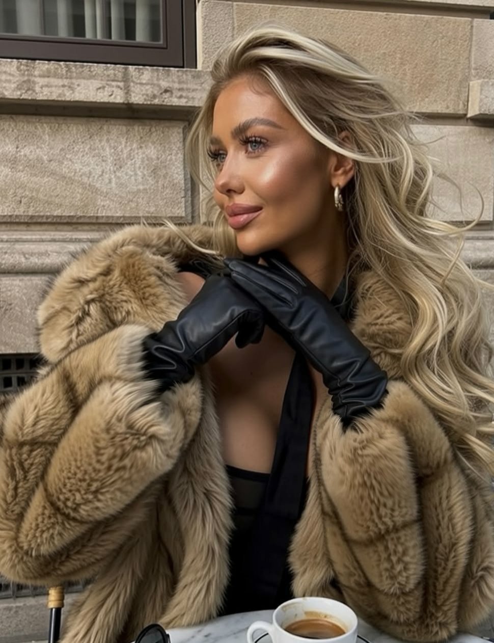 Mi Luz Aksesuar Premium Bileği Büzgülü Siyah Pu Deri Eldiven