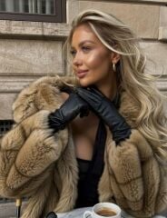 Mi Luz Aksesuar Premium Bileği Büzgülü Siyah Pu Deri Eldiven