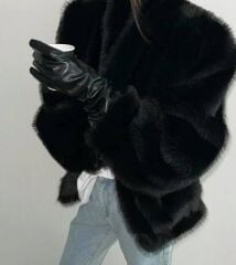 Mi Luz Aksesuar Premium Bileği Büzgülü Siyah Pu Deri Eldiven