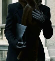 Mi Luz Aksesuar Premium Örgü Desenli Deri Eldiven