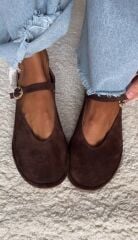 Mi Luz Mina Hakiki Deri Süet Kahverengi Ayakkabı