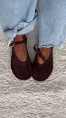 Mi Luz Mina Hakiki Deri Süet Kahverengi Ayakkabı