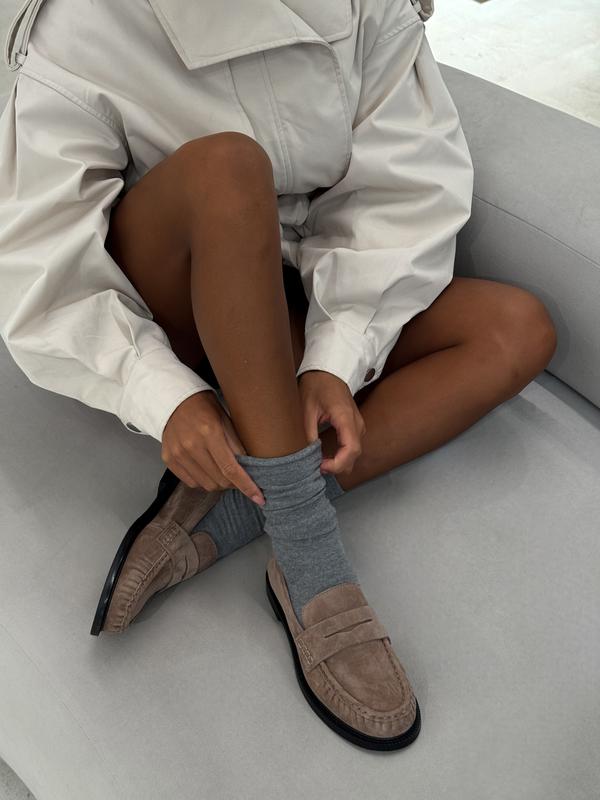 Mi Luz Vegan Deri Önü Büzgü Detaylı Bej Süet Makosen Loafer Ayakkabı